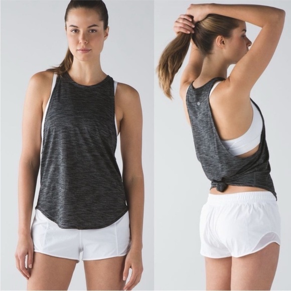 lululemon athletica Tops - Lululemon Sweat Date Heathered Grey Athletic Tank Top Shirt Running Fitness Gym
